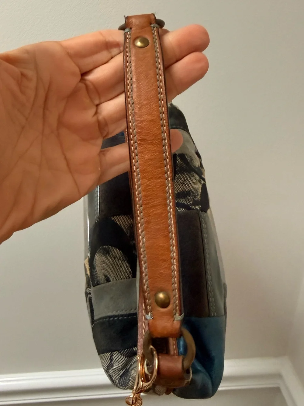 Coach Denim Patchwork Demi Shoulder Bag Purse RARE